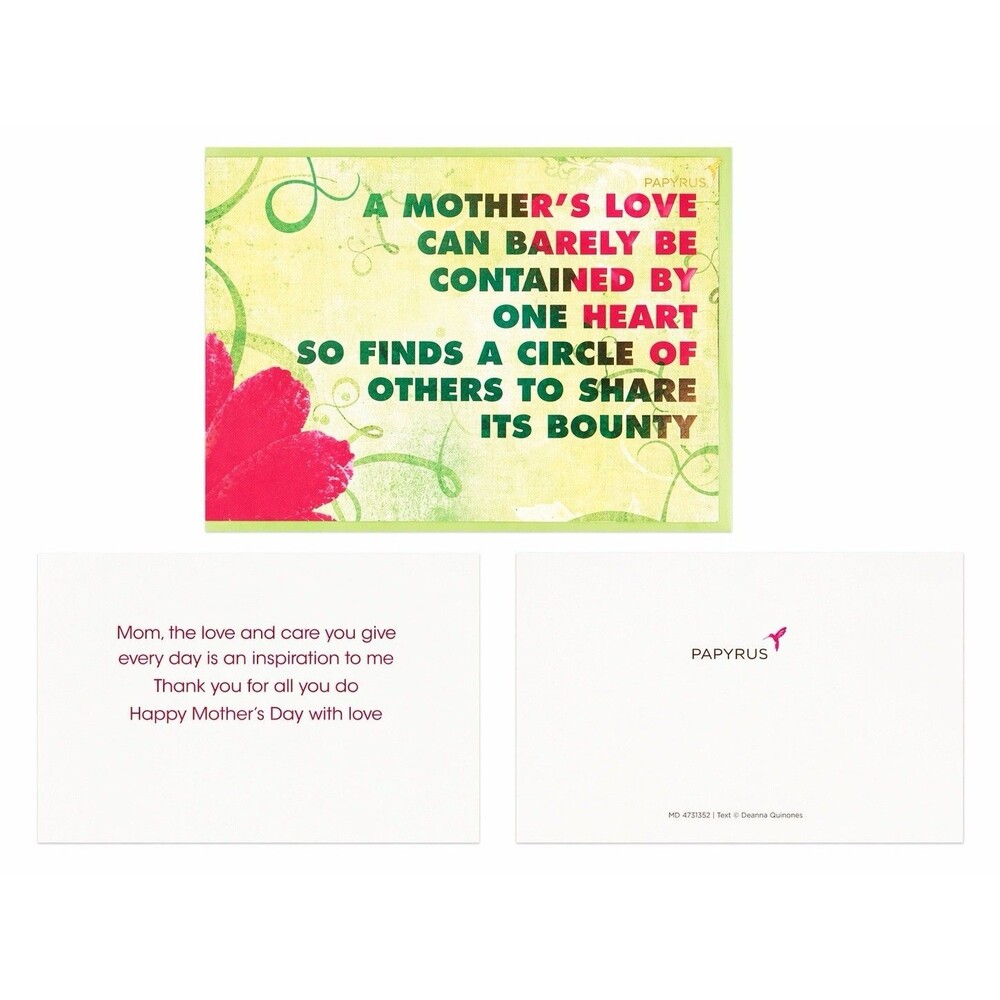 Papyrus Mother’s Day Card Mom Floral Quote Greeting Card
